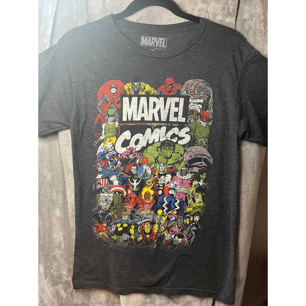 Marvel‎ Comics Graphic T-Shirt Gray Superhero Print Adult Small Mens Tee